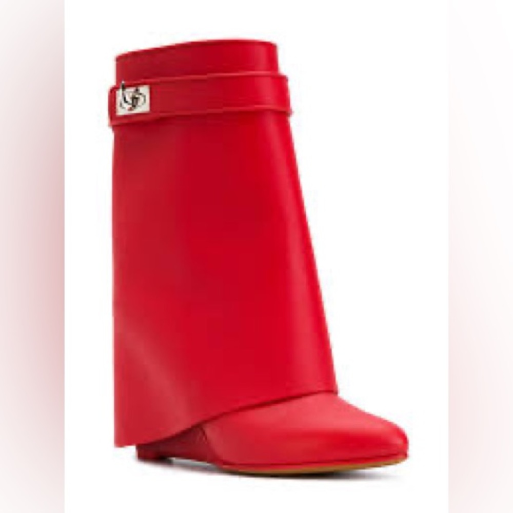 GIVENCHY RED SHARK LOCK BOOTS